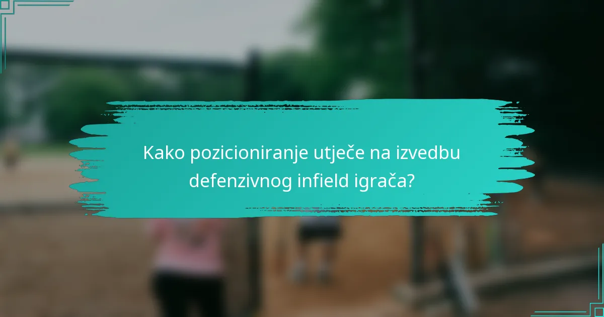 Kako pozicioniranje utječe na izvedbu defenzivnog infield igrača?
